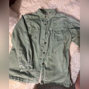 Woolrich Fleece Lined Corduroy Shirt Jacket Size: L, in Light Olive.